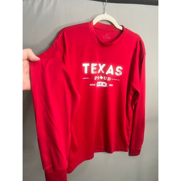 HEB Texas Red Long Sleeve Shirt Comfort Casual Work Sz L - Picture 8 of 16